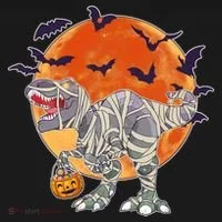 T-Rex Mummy Attack Spooky Halloween Bucket Hat thumb 4