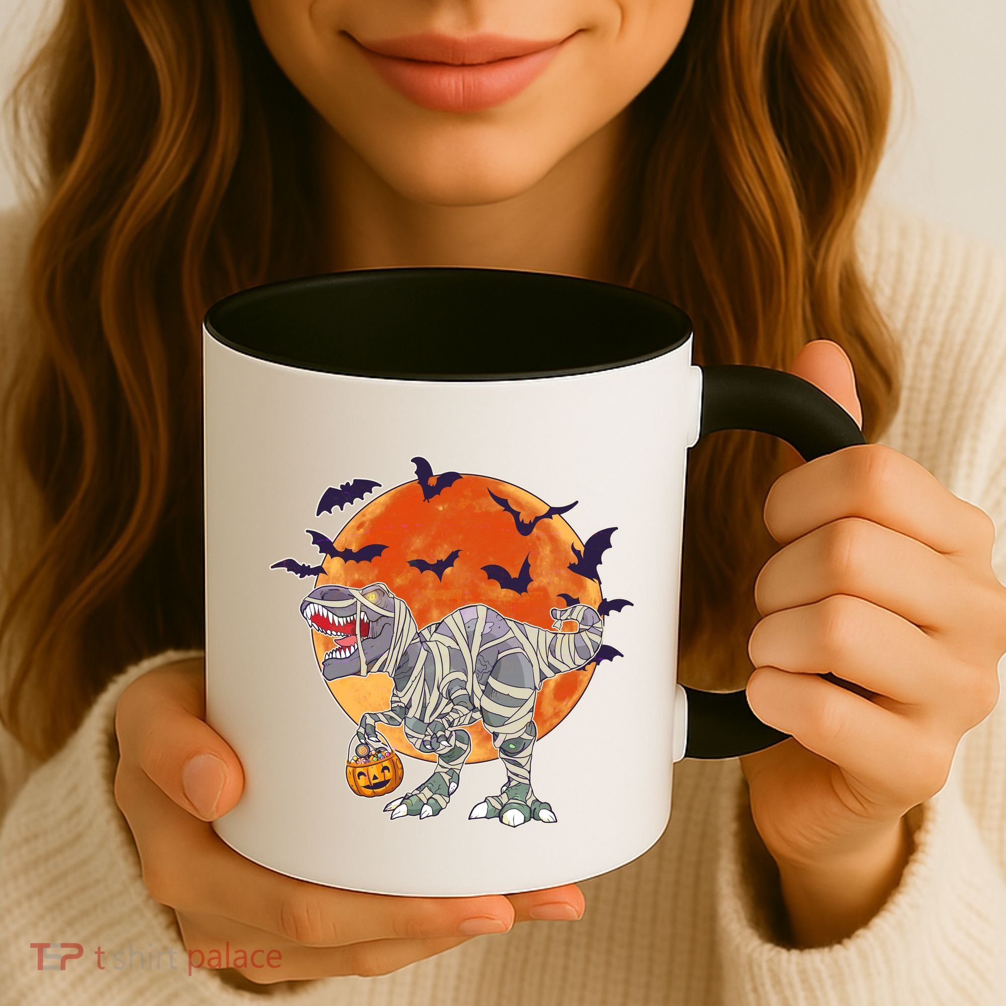 T-Rex Mummy Attack Spooky Halloween Coffee Mug