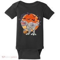 T-Rex Mummy Attack Spooky Halloween Baby Bodysuit thumb 0