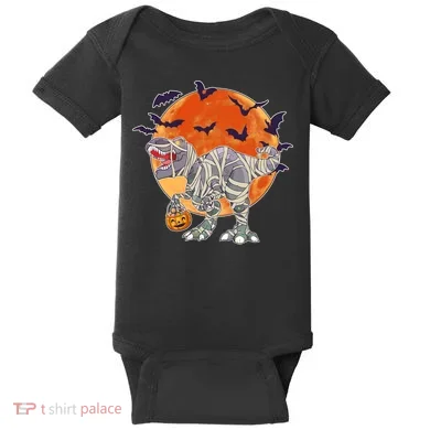 T-Rex Mummy Attack Spooky Halloween Baby Bodysuit