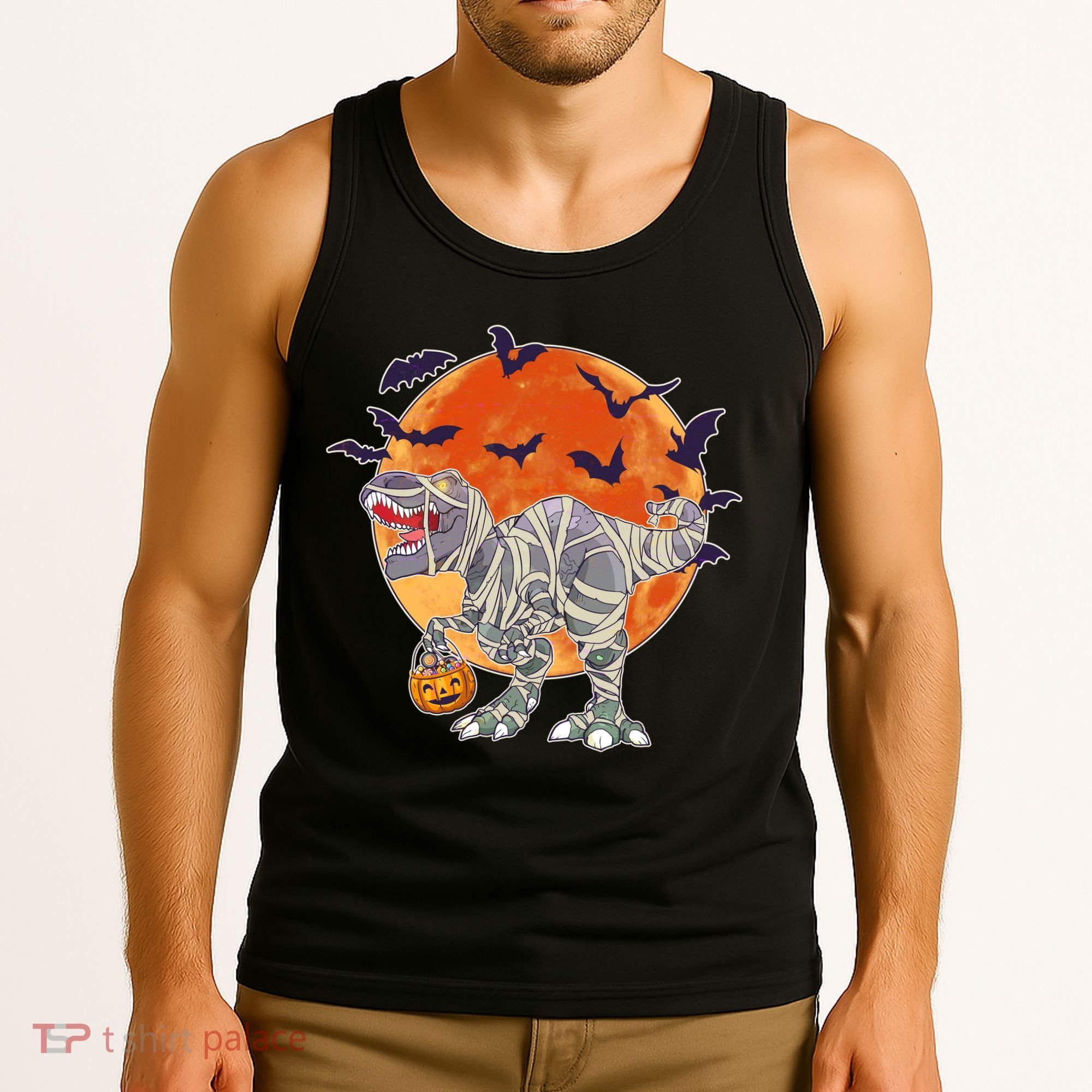 T-Rex Mummy Attack Spooky Halloween Tank Top