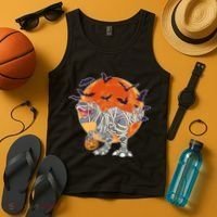 T-Rex Mummy Attack Spooky Halloween Tank Top thumb 4
