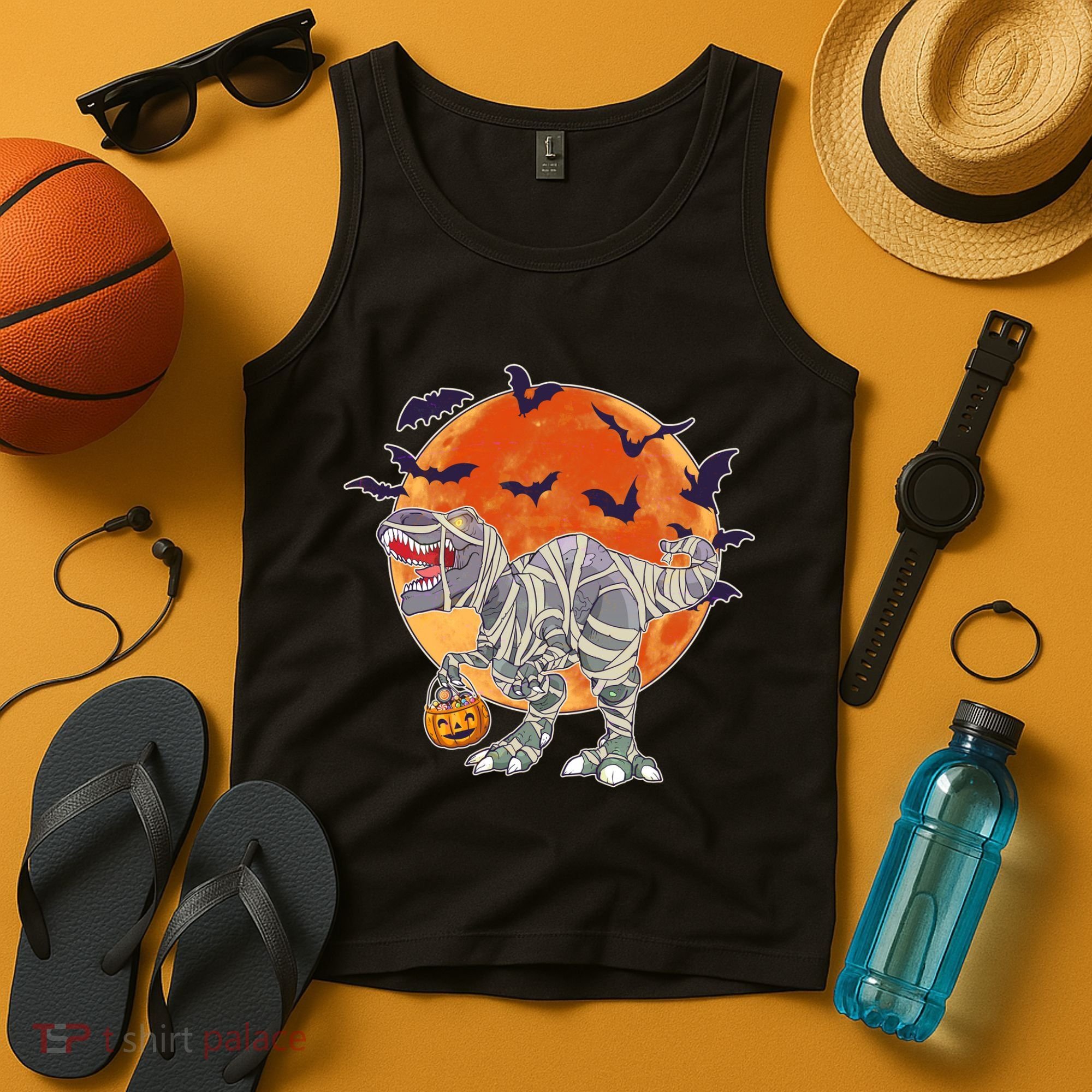 T-Rex Mummy Attack Spooky Halloween Tank Top