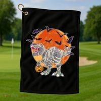 T-Rex Mummy Attack Spooky Halloween Golf Towel thumb 1