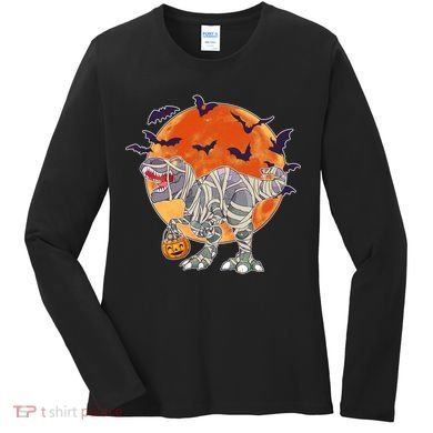 T-Rex Mummy Attack Spooky Halloween Women's Long Sleeve Shirt