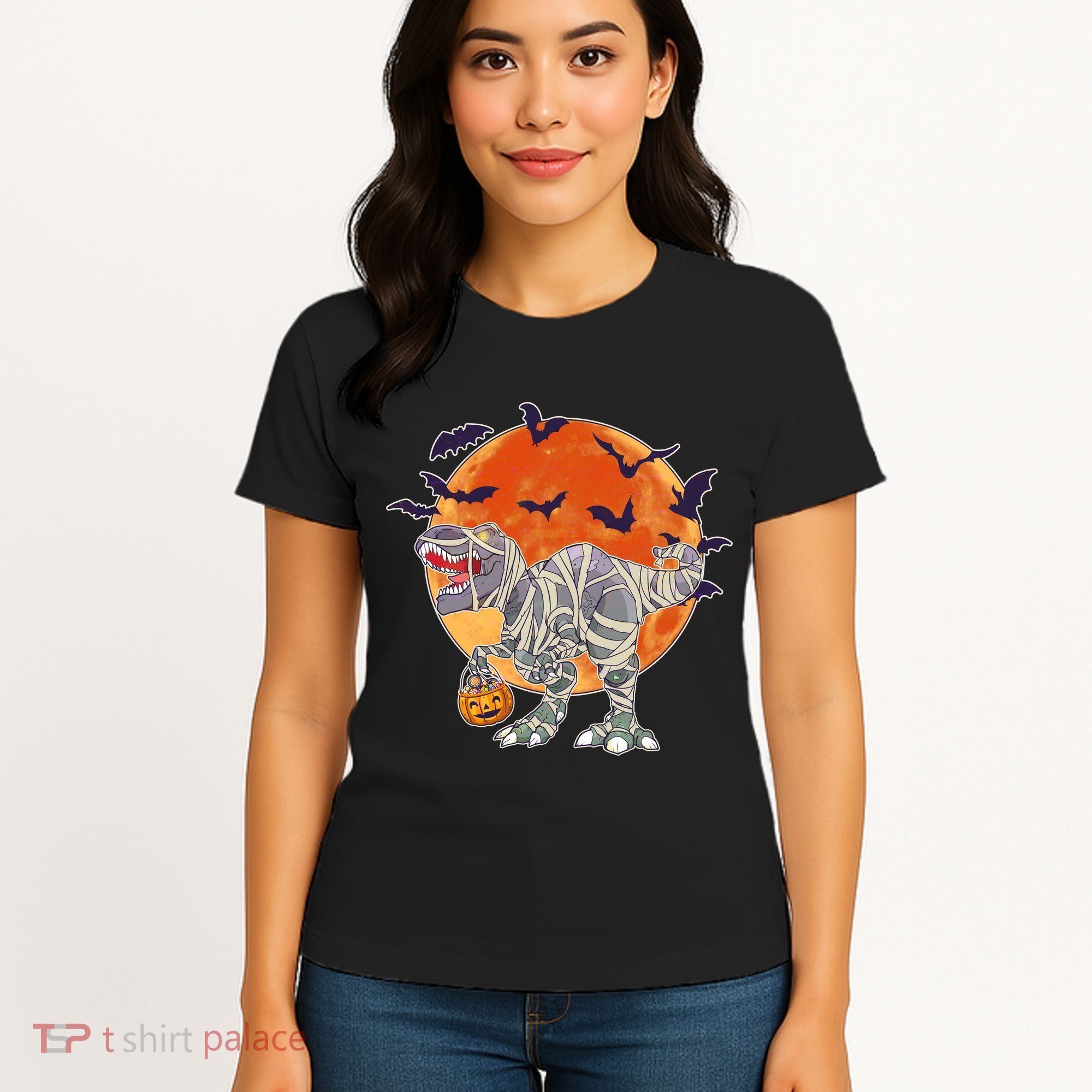 T-Rex Mummy Attack Spooky Halloween Women's T-Shirt