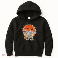 T-Rex Mummy Attack Spooky Halloween Kids Hoodie thumb 0