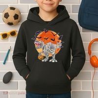 T-Rex Mummy Attack Spooky Halloween Kids Hoodie thumb 2