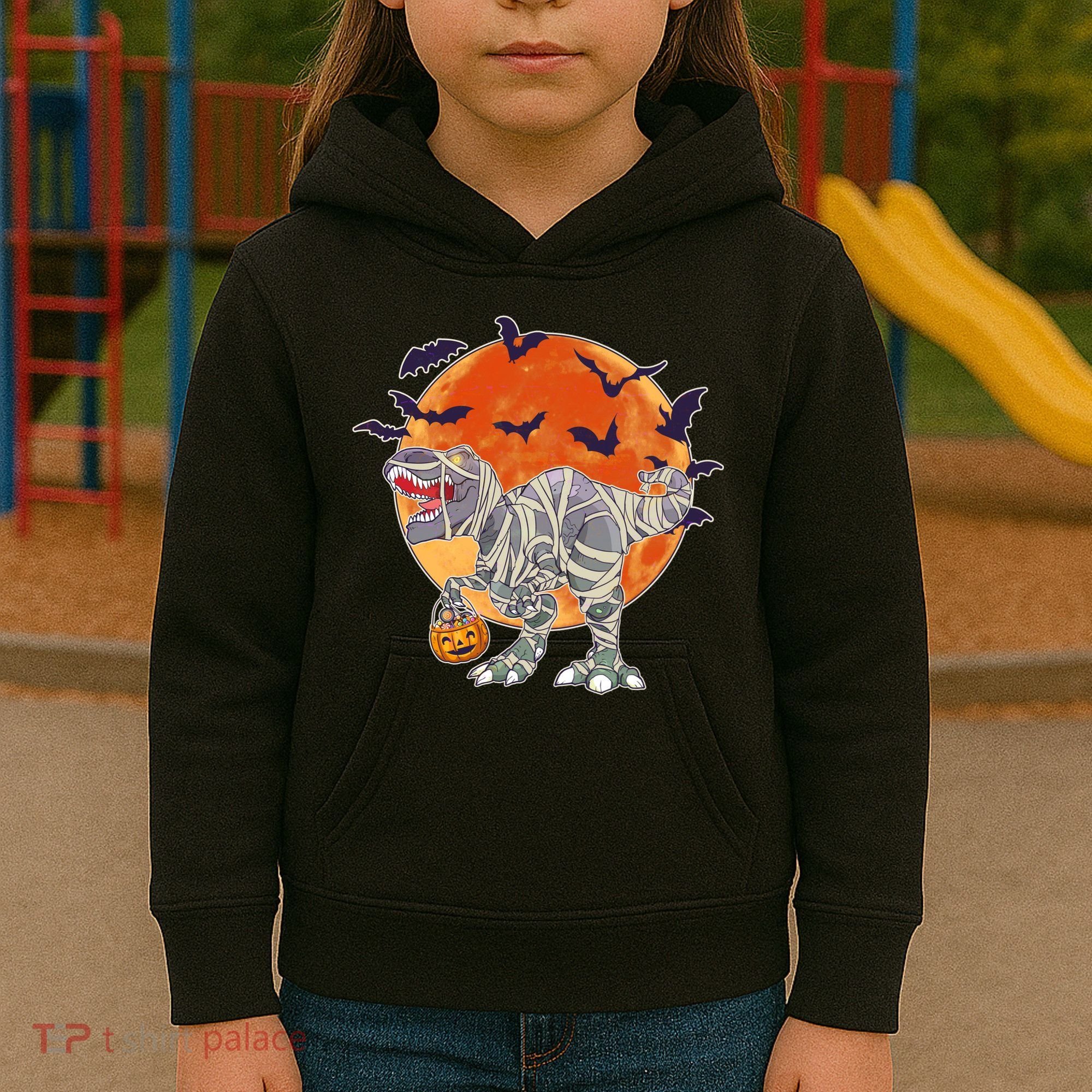 T-Rex Mummy Attack Spooky Halloween Kids Hoodie