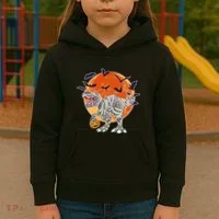 T-Rex Mummy Attack Spooky Halloween Kids Hoodie thumb 3