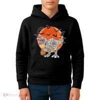 T-Rex Mummy Attack Spooky Halloween Kids Hoodie thumb 4
