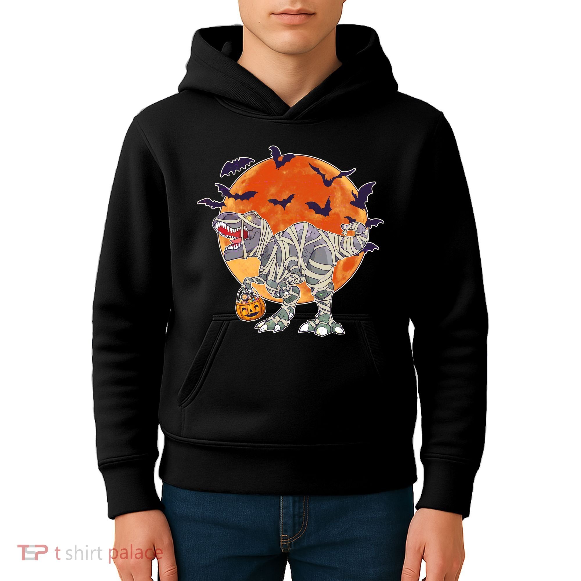 T-Rex Mummy Attack Spooky Halloween Kids Hoodie