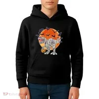 T-Rex Mummy Attack Spooky Halloween Kids Hoodie thumb 4