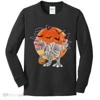 T-Rex Mummy Attack Spooky Halloween Kids Long Sleeve Shirt thumb 0