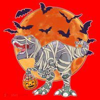 T-Rex Mummy Attack Spooky Halloween Santa Hat thumb 1