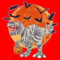 T-Rex Mummy Attack Spooky Halloween Santa Hat thumb 1