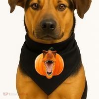 T-REX Pumpkin Face USA-Made Doggie Bandana thumb 1