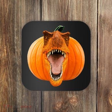 T-REX Pumpkin Face Coaster