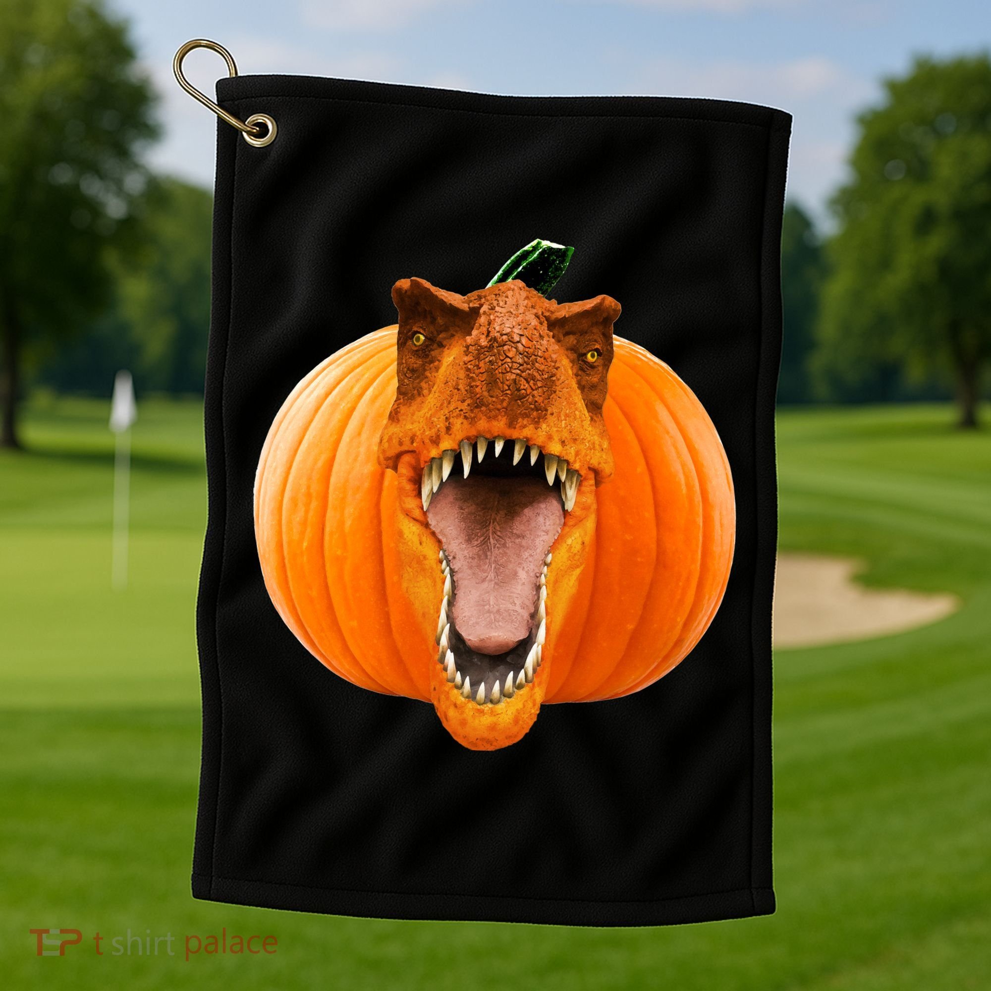 T-REX Pumpkin Face Golf Towel