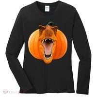 T-REX Pumpkin Face Women's Long Sleeve Shirt thumb 0