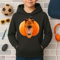 T-REX Pumpkin Face Kids Hoodie thumb 2
