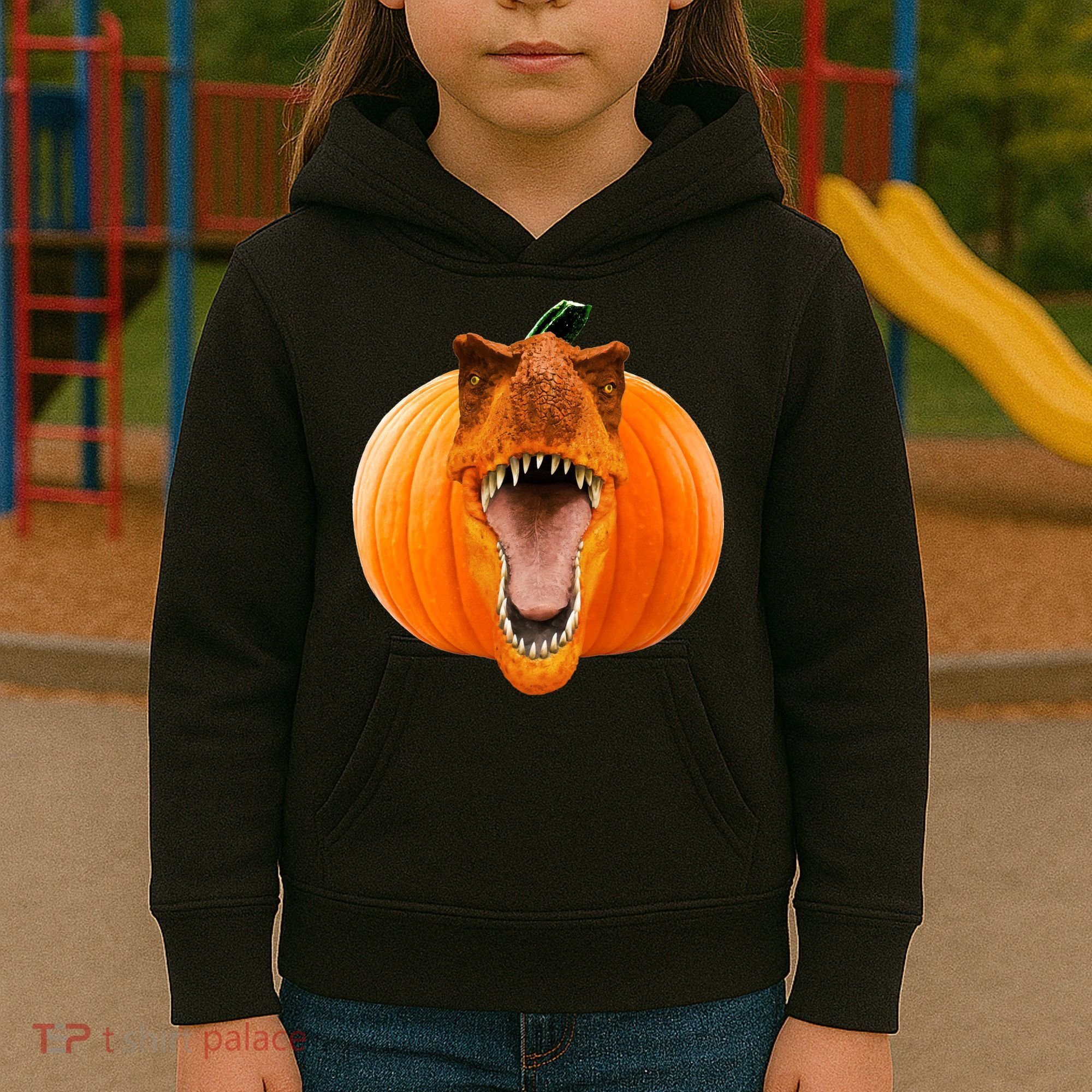 T-REX Pumpkin Face Kids Hoodie