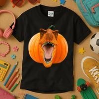 T-REX Pumpkin Face Kids T-Shirt thumb 3