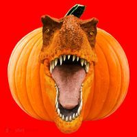 T-REX Pumpkin Face Santa Hat thumb 1