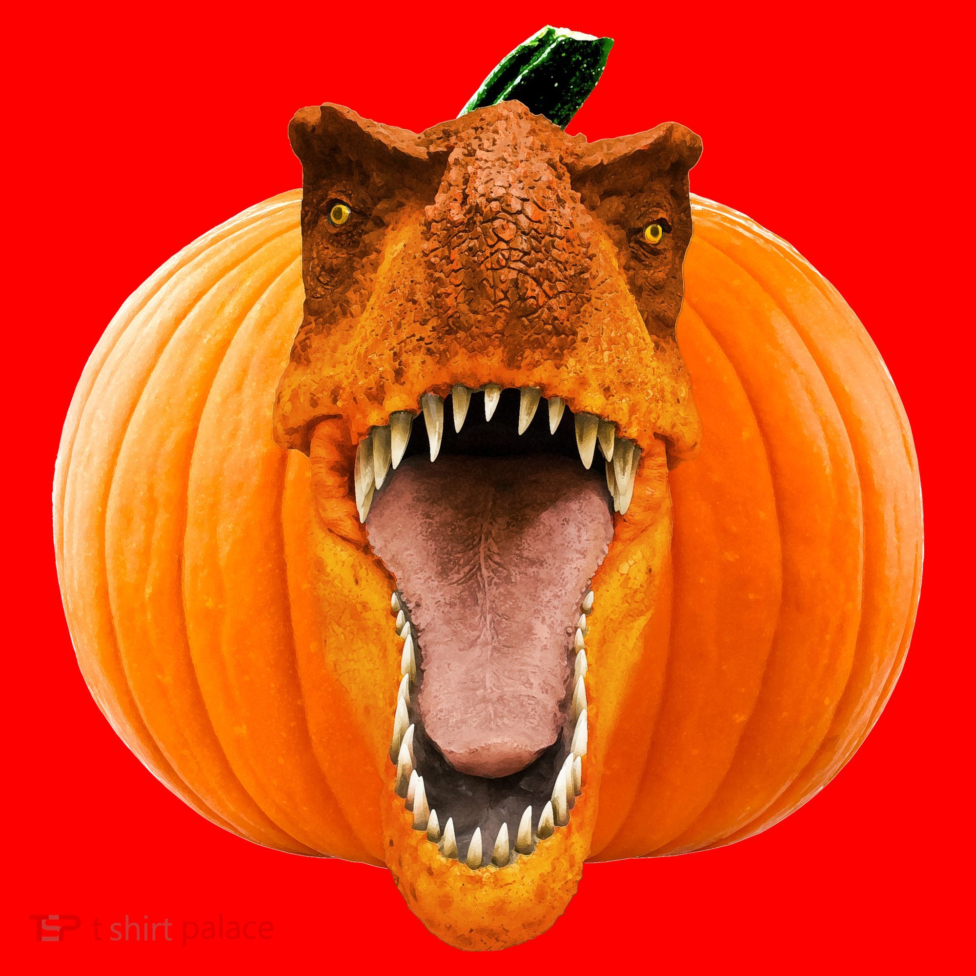 T-REX Pumpkin Face Santa Hat