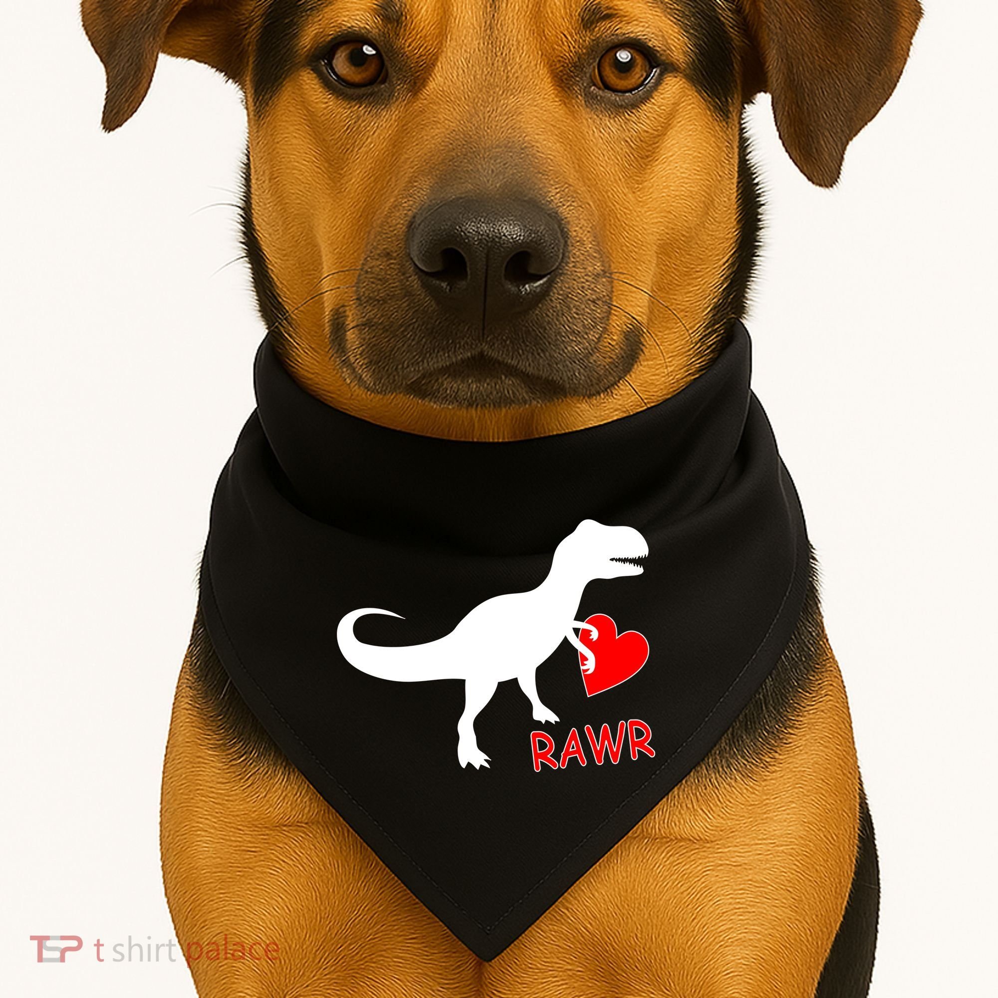 T-Rex Rawr Heart Dinosaur Valentine's Day USA-Made Doggie Bandana