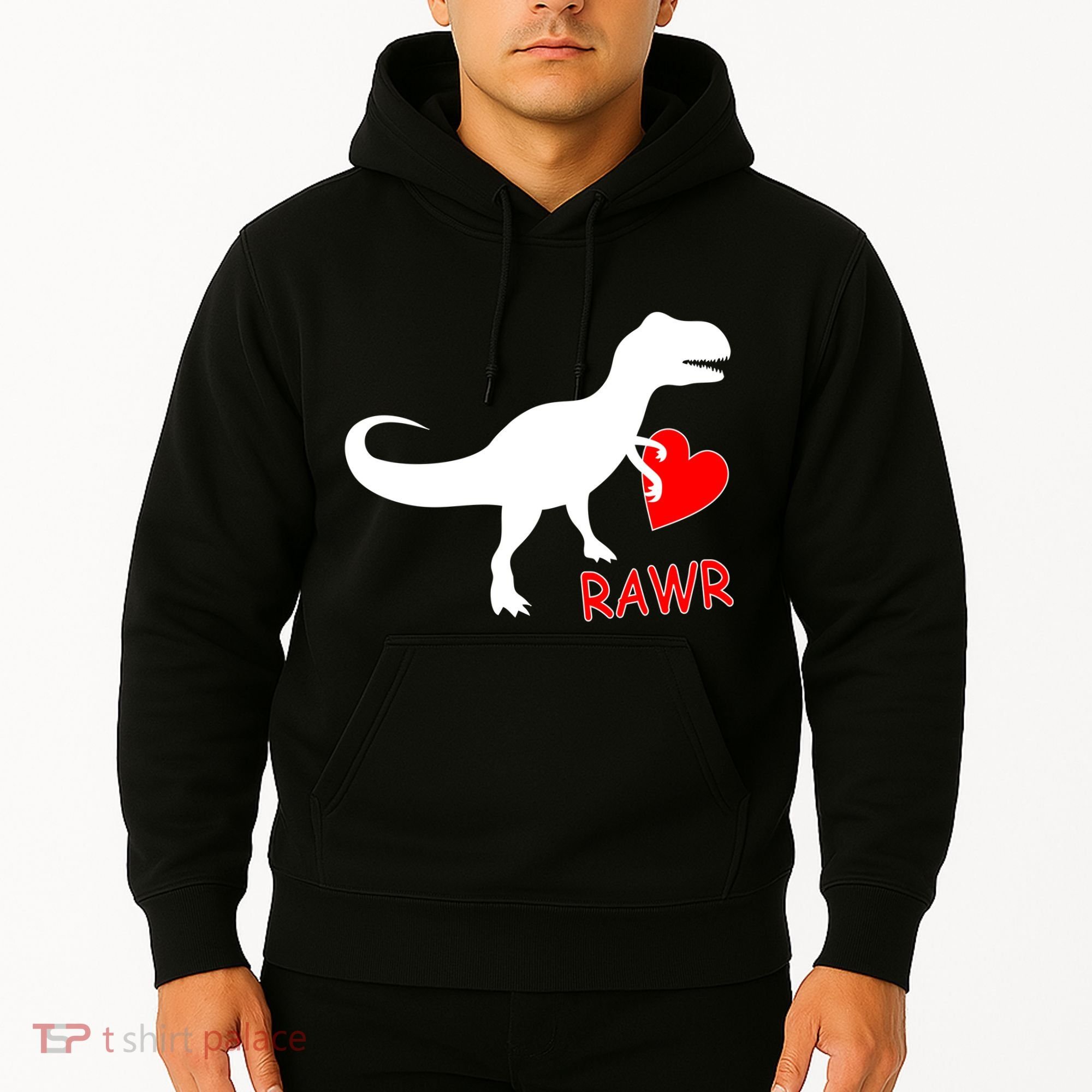 T-Rex Rawr Heart Dinosaur Valentine's Day Hoodie