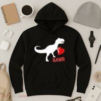 T-Rex Rawr Heart Dinosaur Valentine's Day Hoodie thumb 3