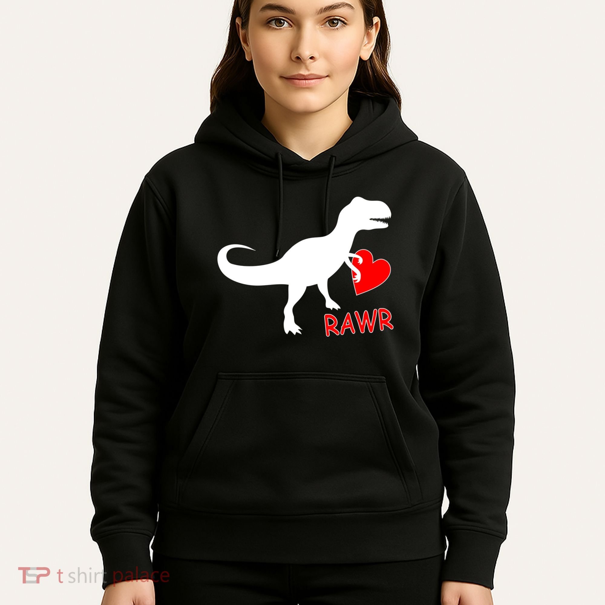 T-Rex Rawr Heart Dinosaur Valentine's Day Hoodie