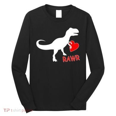 T-Rex Rawr Heart Dinosaur Valentine's Day Long Sleeve Shirt