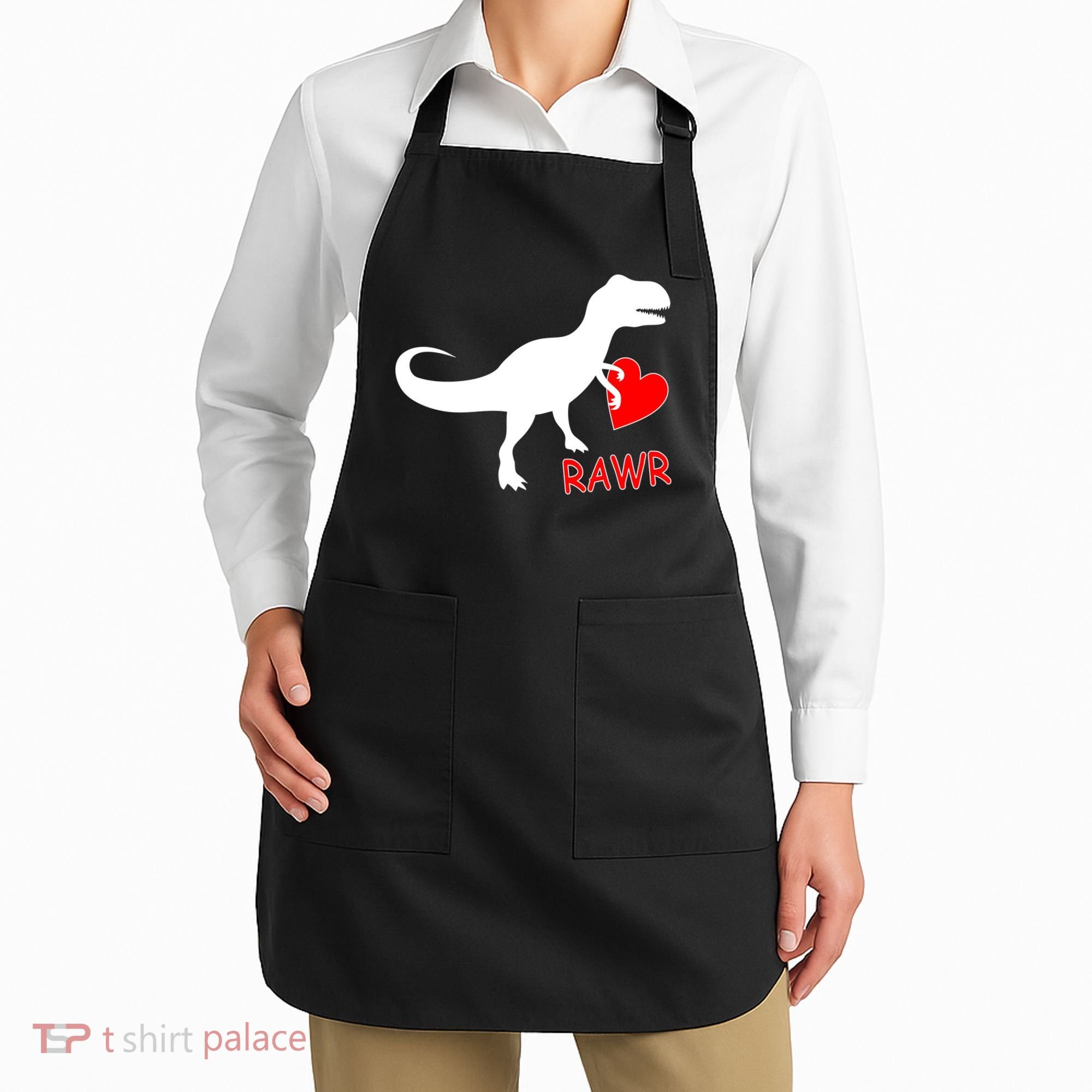 T-Rex Rawr Heart Dinosaur Valentine's Day Apron