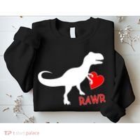 T-Rex Rawr Heart Dinosaur Valentine's Day Sweatshirt thumb 2