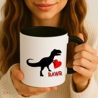 T-Rex Rawr Heart Dinosaur Valentine's Day Coffee Mug thumb 3
