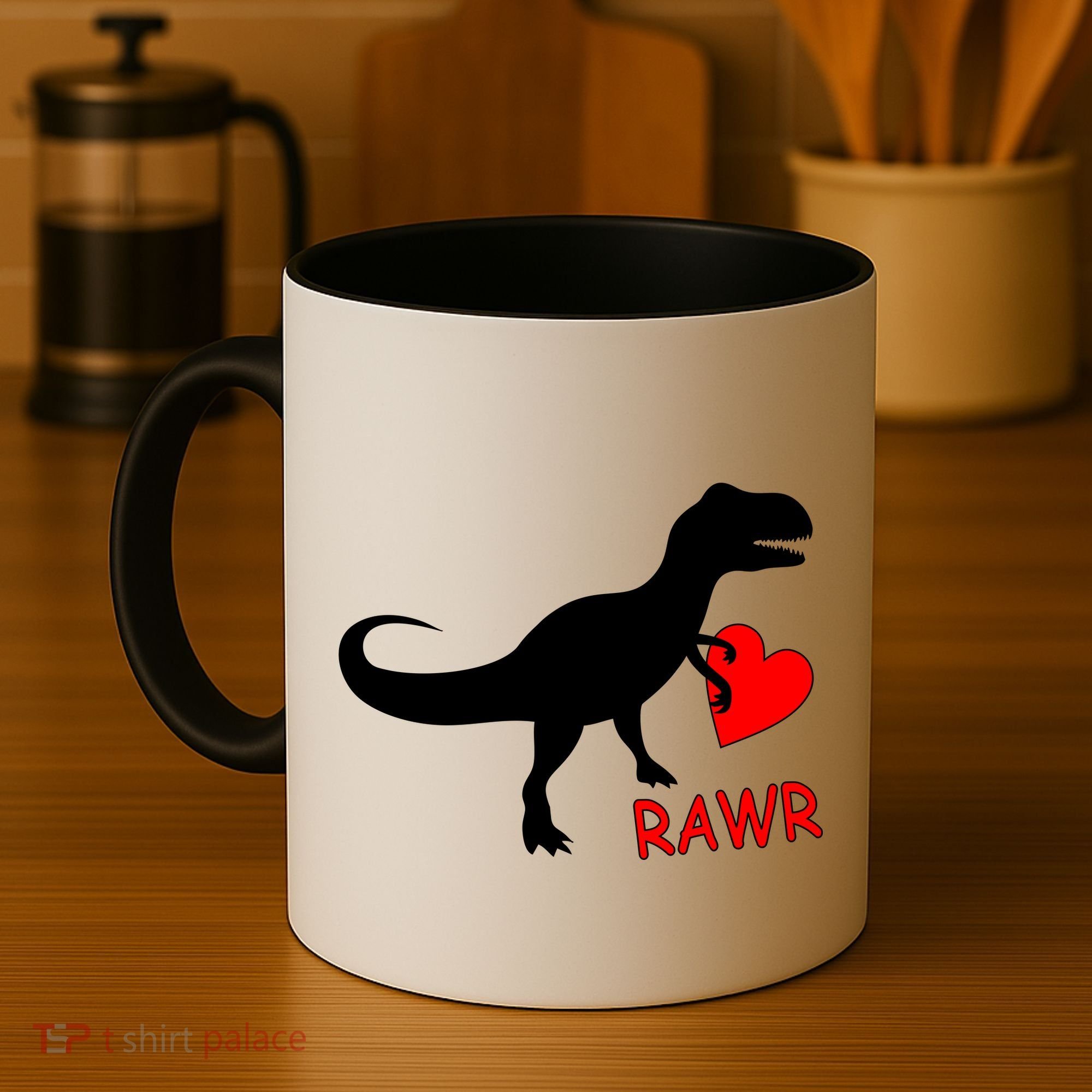 T-Rex Rawr Heart Dinosaur Valentine's Day Coffee Mug