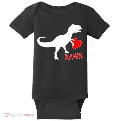 T-Rex Rawr Heart Dinosaur Valentine's Day Baby Bodysuit