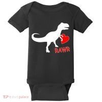 T-Rex Rawr Heart Dinosaur Valentine's Day Baby Bodysuit thumb 0