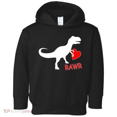 T-Rex Rawr Heart Dinosaur Valentine's Day Toddler Hoodie