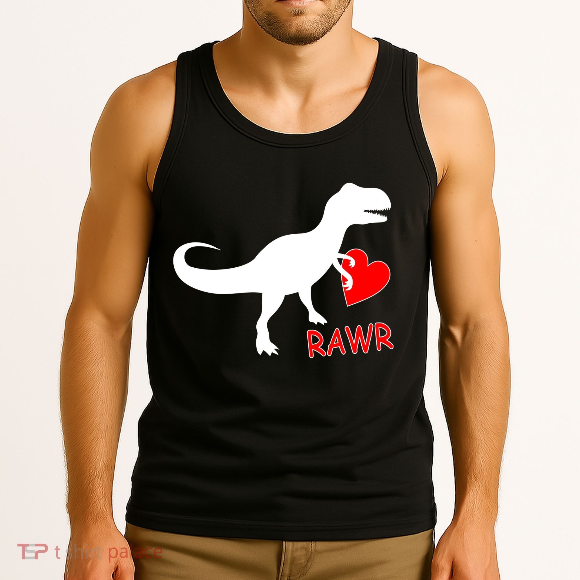 T-Rex Rawr Heart Dinosaur Valentine's Day Tank Top