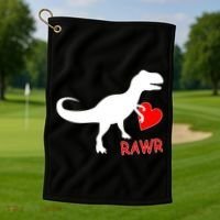 T-Rex Rawr Heart Dinosaur Valentine's Day Golf Towel thumb 1