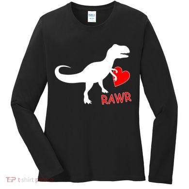 T-Rex Rawr Heart Dinosaur Valentine's Day Women's Long Sleeve Shirt