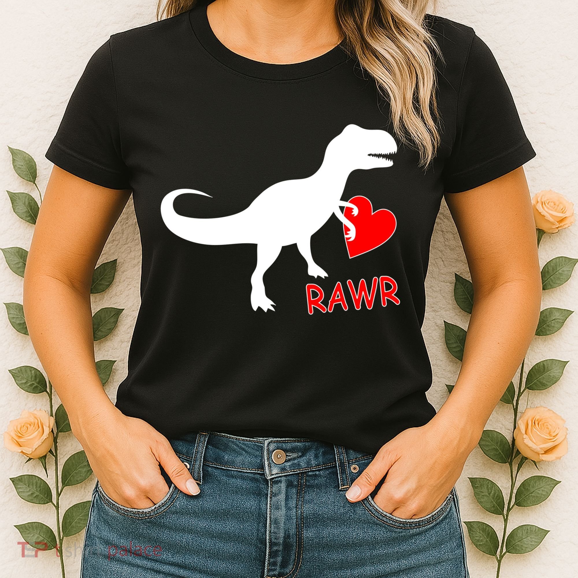 T-Rex Rawr Heart Dinosaur Valentine's Day Women's T-Shirt