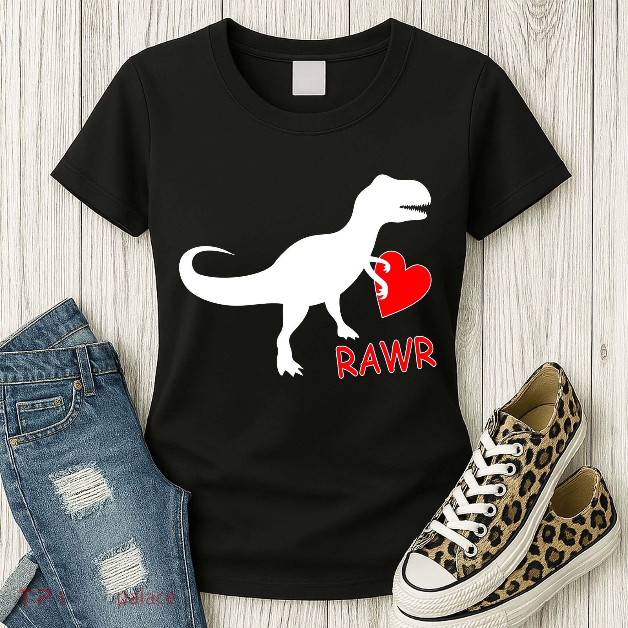 T-Rex Rawr Heart Dinosaur Valentine's Day Women's T-Shirt