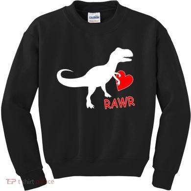 T-Rex Rawr Heart Dinosaur Valentine's Day Kids Sweatshirt