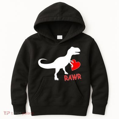 T-Rex Rawr Heart Dinosaur Valentine's Day Kids Hoodie