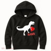 T-Rex Rawr Heart Dinosaur Valentine's Day Kids Hoodie thumb 0