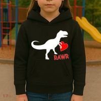 T-Rex Rawr Heart Dinosaur Valentine's Day Kids Hoodie thumb 3